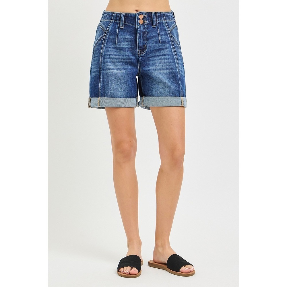 RISEN High Rise Seamed Roll Up Shorts - Medium - Picture 5 of 7
